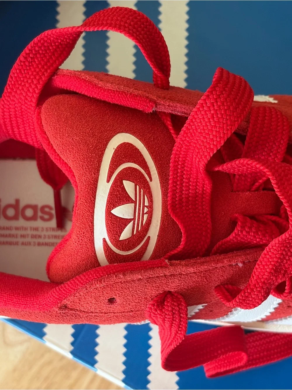 Addias Campus Men’s Red Suede Sneakers with White Stripes